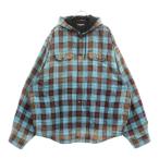 BALENCIAGA バレンシアガ 22AW BLEACHED SHIRT ヴィンテージ加工ブリーチドチェック フランネルシャツジャケット 699223 TMM11 ブルー