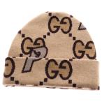 パレススケートボーズ 22AW×GUCCI Wool Large GG-P Beanie グッチ ラージロゴビーニー ニットキャップ 718418 4G188 ベージュ
