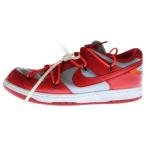 ナイキ ×オフホワイト DUNK LOW LTHR University Red/Wolf Grey ダンク ローカットスニーカー レッド/グレー US9.5/27.5cm CT0856-600