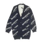 BALENCIAGA バレンシアガ 18SS ロゴ総柄ニットカーディガン 502615 T1442 ブラック