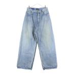 バレンシアガ 23AW DOUBLE FRONT WIDE LEG JEANS 767979 TPW53 ダブルフロント ワイドレッグジーンズ デニムパンツ インディゴブルー