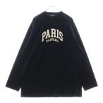 BALENCIAGA バレンシアガ 22SS PARISプリントオーバーサイズ長袖カットソー パリス ロンT 681046 TLVL7 ブラック