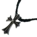 CHROME HEARTS クロムハーツ CH CRS SML CL スモールCHクロス レザーブレイド ネックレス シルバー/ブラック BCA217