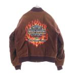 HARLEY DAVIDSON ハーレーダビッドソン 90s CHROME SWEET CHROME フレイム MA-1 スカジャン 刺繍 ロゴ ブラウン