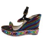 CHRISTIAN LOUBOUTIN (クリスチャンルブタン) PYRACLOU ピラクロウ スタッズストラップ ウェッジソールサンダル レインボー