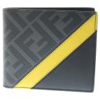 FENDI フェンディ ダイアゴナル グレーファブリック コンパクトウォレット 二つ折り財布 グレー