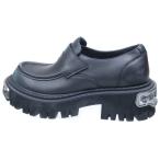 バレンシアガ TRACTOR LOAFER HARDCROCS プレート付き/ダメージ加工 トラクターローファー レザーシューズ ブラック/シルバー 825735