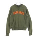 DSQUARED2 ディースクエアード ロゴプリントクルーネックスウェットトレーナー カーキ/オレンジ DQ012