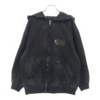 BALENCIAGA バレンシアガ キャンペーンロゴダメージ加工スウェットジップアップパーカー 720424 TNVK5 ブラック