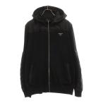 PRADA プラダ Nylon Zip Hoodie ナイロン切替トライアングルロゴジップアップパーカー フーディー ブラック UMG107 R212 U98