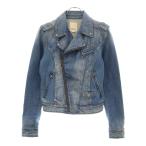 DIESEL (ディーゼル) スウェット切替デニムダブルライダースジャケット インディゴ レディース