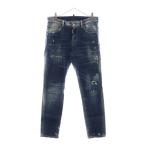 ディースクエアード 19AW SKATER JEAN ダメージ ペイント加工 スケーター ジーンズ スキニー デニムパンツ S74LB0591-S30342 インディゴ