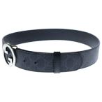 GUCCI グッチ GGスプリームキャンバス インターロッキングGバックル レザーベルト ブラック 703147