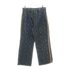 LOUIS VUITTON ルイヴィトン 25SS モノグラムデニム テーラード パンツ サイドレザーライン デニムパンツ インディゴ RM251MM UZD HSD10W