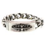 CHROME HEARTS クロムハーツ ID FLORAL CRS フローラルクロスIDクラシックリンク クリップ ブレスレット シルバー 11LINK