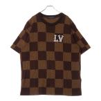 LOUIS VUITTON ルイヴィトン 24SS LVラインストーン ダミエ ニット クルーネック半袖Tシャツカットソー ブラウン RM241 AUR HQN63W