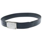 DOLCE & GABBANA ドルチェアンドガッバーナ ロゴデザインシルバープレート レザーベルト ブラック