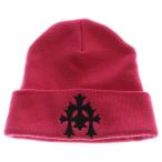 CHROME HEARTS クロムハーツ WATCH CAP 3 CH CRS NEON セメタリークロス刺繍ビーニーキャップ帽子 ニットキャップ ピンク