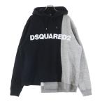 DSQUARED2 ディースクエアード 21SS ロゴプリントスウェットパーカー フーディ S74GU0505 STJ317 ブラック/グレー