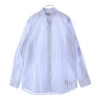 ショッピングINDIVIDUALIZED INDIVIDUALIZED SHIRTS インディビジュアライズド シャツ ストライプ 長袖シャツ ノーカラー長袖シャツ ブルー