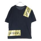 ショッピングドルチェ DOLCE & GABBANA ドルチェアンドガッバーナ ボックスロゴ テープ プリント クルーネック半袖Tシャツカットソー ブラック G8HS4T