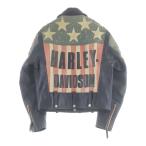 ショッピングハーレーダビッドソン ハーレーダビッドソン 90S ヴィンテージ スタッズ 星条旗 バックロゴレザージャケット 革ジャン ライダースジャケット ブラック 40345