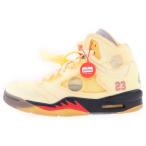 ナイキ ×OFF-WHITE AIR JORDAN 5 オフホワイト エアジョーダン5 レトロ セイル ハイカットスニーカー アイボリー US8.5/26.5cm DH8565-100