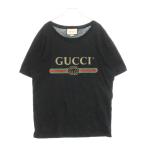 GUCCI グッチ ヴィンテージロゴプリント 半袖Tシャツ クルーネックカットソー ブラック 440103 X3F05