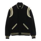 SAINT LAURENT PARIS サンローランパリ TEDDY JACKET テディジャケット レザートリムウールスタジアムジャンパー ブラック 354718 Y180W