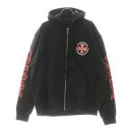 CHROME HEARTS クロムハーツ Red CH PLS Zip Hoodie ハリウッド限定 袖ロゴプリント ジップアップフーディ パーカー ブラック/レッド