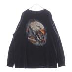 VINTAGE ヴィンテージ 90s HARLEY DAVIDSON EAGLE ハーレーダビッドソン イーグル 両面プリント クルーネック 長袖Tシャツ ブラック