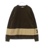 BURBERRY バーバリー EKD print stripe detail Cotton Sweatshirt 袖ロゴプリント クルーネック 長袖スウェット トレーナー カーキ 8091889