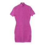 FENDI フェンディ 21AW ×SKIMS スキムス ロゴ レーヨン バックジップ モックネック 半袖 ワンピース パープル レディース