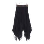 LOEWE ロエベ アナグラムロゴ刻印ボタン プリーツスカート ブラック レディース S359344XBD