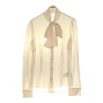 DOLCE & GABBANA ドルチェアンドガッバーナ DGロゴボタン リボン付 レディース シルク 長袖シャツ ホワイト FH F5P09T FURAG C