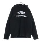 BALENCIAGA バレンシアガ 23AW 裏ボア リフレクトロゴプリント プルオーバーパーカー ブラック 773685 TPVQ6