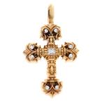 CHROME HEARTS クロムハーツ 22K FILIGREE TINY P/DIA タイニーフィリグリークロス PAVEダイヤ ペンダントトップ ゴールド BCA045