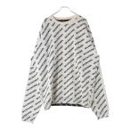 ショッピングバレンシアガ BALENCIAGA バレンシアガ ロゴ総柄 クルーネック コットン 長袖セーター ニット アイボリー 702952 T3233