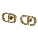 Christian Dior クリスチャンディオール Petit CD ロゴ ピアス GP ラインストーン ゴールド アクセサリー