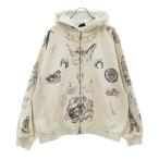 バレンシアガ 24SS Graffiti Zip Up Hoodie グラフィティ ダメージ加工 ジップアップスウェット フーディー ホワイト 770939 TQVK1