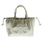 ショッピングセリーヌ セリーヌ キュイル トリオンフ ロゴ スモール カバ ドローストリング レザー 2WAY ハンド ショルダーバッグ ホワイト 111013DU3