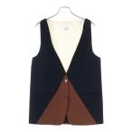 ショッピングBURBERRY BURBERRY バーバリー ウール オーバーサイズ 2B ベスト ジレ ブラック/ブラウン レディース 8054515