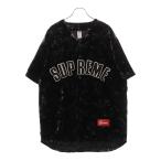 SUPREME シュプリーム 19AW Floral Velour Baseball Jersey フローラルベロアベースボールジャージー半袖シャツ ブラック/パープル