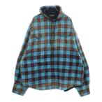 BALENCIAGA バレンシアガ 22AW 699223 TMM11 ヴィンテージ加工 ブリーチド チェックフランネルシャツジャケット ブルゾン ブルー