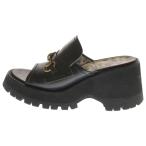 GUCCI グッチ Horsebit Leather Platform Sandals ホースビット レザー 厚底サンダル ブラック レディース