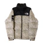 シュプリーム 19AW ×ザ ノースフェイス ペーパープリント ヌプシ ナイロン ダウンジャケット ブラック/グレー ND91806I