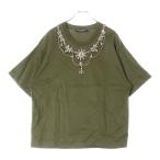 DOLCE & GABBANA ドルチェアンドガッバーナ ラインストーン付き クルーネック半袖Tシャツ カーキ 42