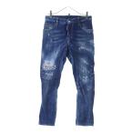DSQUARED2 ディースクエアード 17SS TIDY BIKER JEAN ペイント加工 ダメージスキニーパンツ デニムパンツ インディゴ S74LB0170