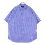 ショッピングGARCONS COMME des GARCONS HOMME コムデギャルソンオム 綿ストライプ ロゴ刺繍半袖シャツ ブルー HO-B023