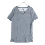 CHROME HEARTS (クロムハーツ) スクロールロゴVネック スクロールラベル 半袖Tシャツ カットソー グレー